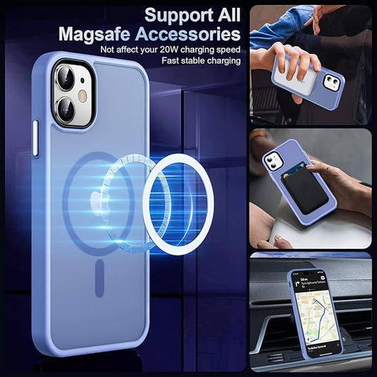 MOCCA Strong Magnetic for iPhone 12 Case/iPhone 12 Pro Case, [Compatible with Magsafe][Mil-Grade Drop Protection] Slim Shockproof Translucent Protective Phone Case for iPhone 12/12 Pro 6.1“, Blue