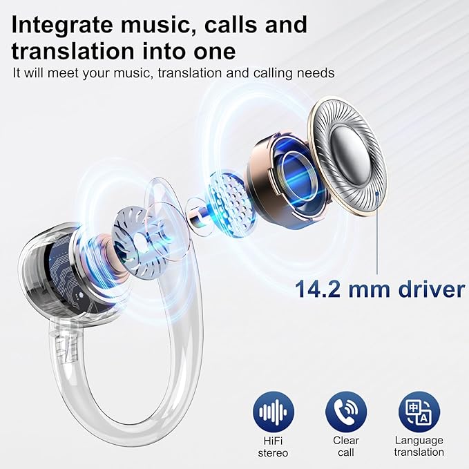 Ai Language Translation Earbuds, 144 Language Translator Earbuds 3-in-1 Translation Headphones, Blue
