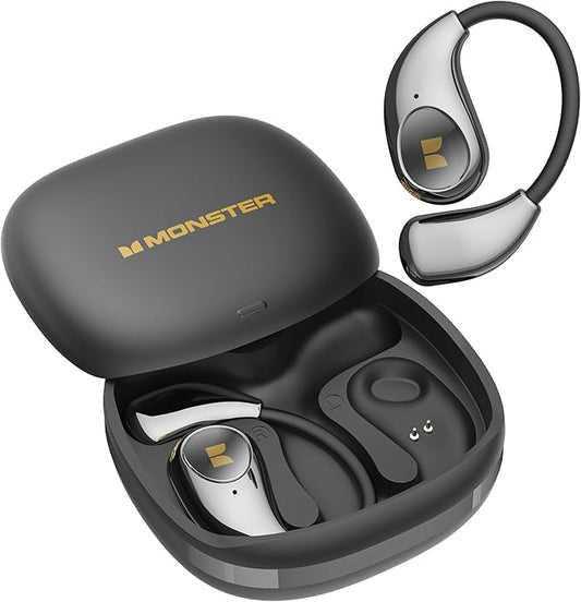 Monster Open Ear AC510 Earbuds, Bluetooth6.0 Wireless Earbuds, Stereo Sound Ear Buds with AI Intelligent Noise Reduction, Type-C Charging, Touch Control, 25H Playback, IPX5 Waterproof Earphones(Black)