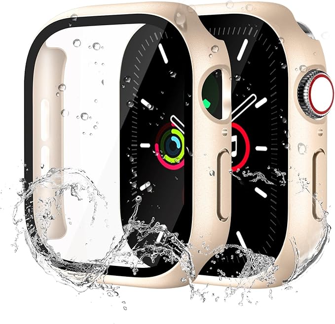 Waterproof Case for Apple Watch Series 10 46mm, Built-in Screen Protector with Tempered Glass [Touch Sensitive] Cover for iWatch S10 46mm, Rose Gold