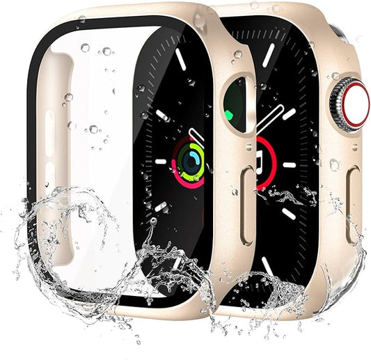 Waterproof Case for Apple Watch Series 10 46mm, Built-in Screen Protector with Tempered Glass [Touch Sensitive] Cover for iWatch S10 46mm, Rose Gold