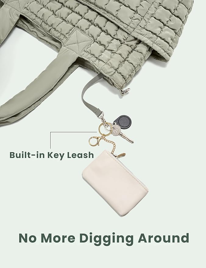 Yarnic Large Puffer Tote Bag for Women, Lightweight 21L Bag with 7 Pockets for School, Travel, Work, Gym Overnight Use