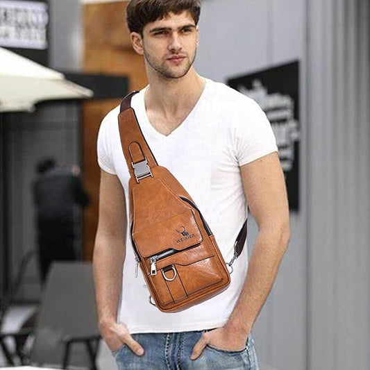 Sling Bag for Men Crossbody Chest Bag Over the Shoulder Purse Casual Sling Backpack for Travel Hiking Cycling