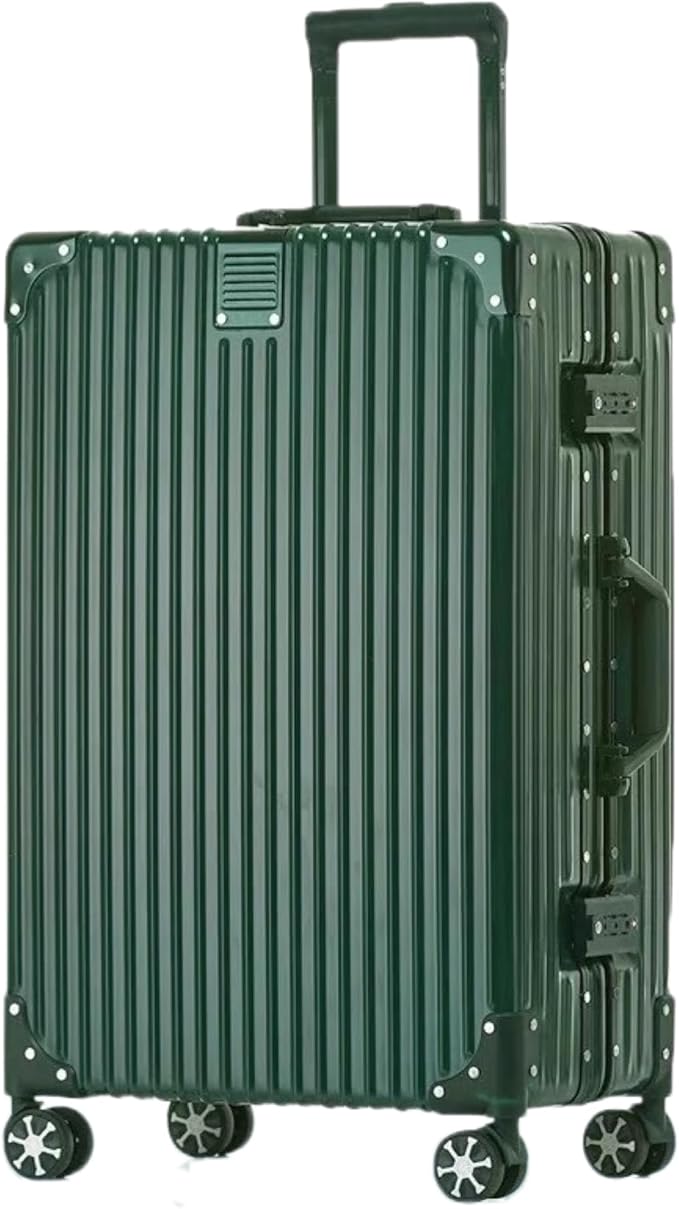 HotWay 24 Inch Checked in Luggage with Aluminum Frame, PC Hard Shell Suitcase with Spinner Wheels and TSA Lock, Large Suitcase for Business Travel, Green