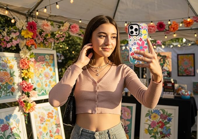 for iPhone 16 Plus Case, Whimsical Floral Collage Pattern, Military-Grade Drop Protection, Cute Soft Slim TPU Protective Cover with Camera Lens Protection for Women & Girls