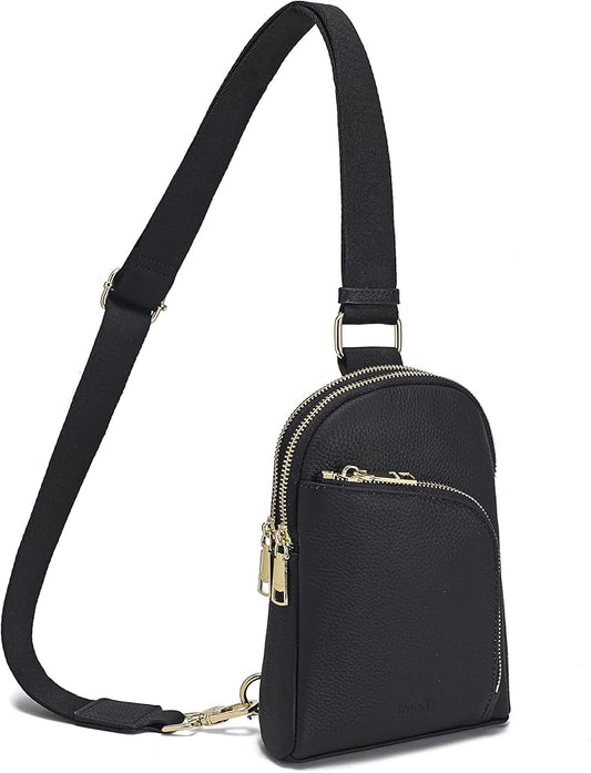 INICAT RFID Blocking Sling Bag Leather Crossbody Bags for Women Fanny Pack Cross Body for Woman Chest Bag for Travel 1.9L