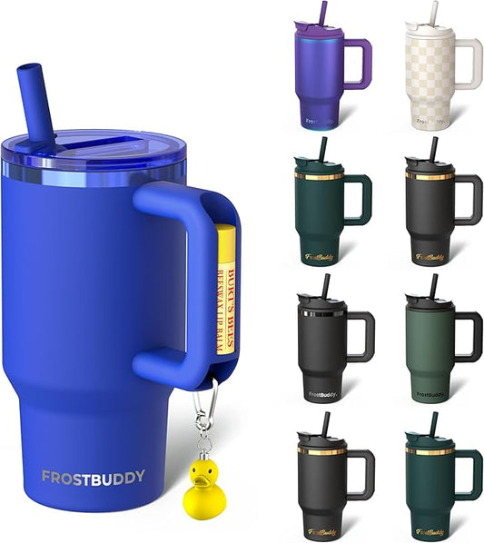 Frost Buddy Thicc Buddy - 16 oz Stainless Steel Vacuum Insulated Tumbler with Lid and Straw for Water - Travel Mug Cupholder Friendly - Gifts for Women Men Him Her (Royal)