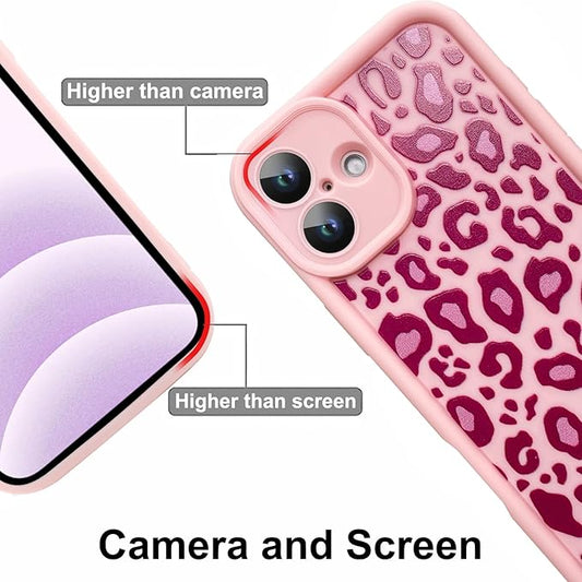 KANGHAR Case for iPhone 16 Leopard Printed Pattern Cute Cheetah Phone Case Soft TPU Shockproof Protective Cover for iPhone 16 6.1 Inch Pink