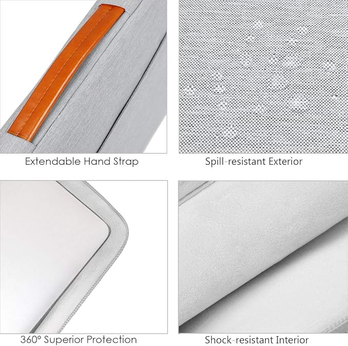 Lacdo 360° Protective Laptop Sleeve Case for 16 inch New MacBook Pro M4/M3/M2/M1 Pro/Max A3403 A3186 A2991 A2780 A2485 A2141 2024-2019, 15 inch Surface Laptop 7th Copilot+PC/6/5/4/3 Computer Bag, Gray