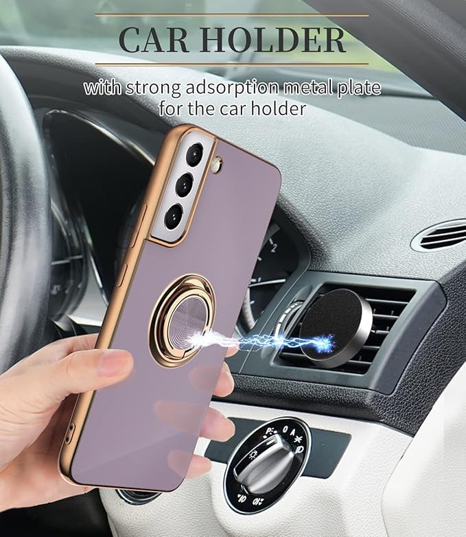 Tnarru Compatible for Samsung Galaxy S22 Plus Case with Ring Holder Kickstand [with Magnetic] Soft TPU Shockproof Electroplated Protective Phone Case for Galaxy S22+ 5G Purple