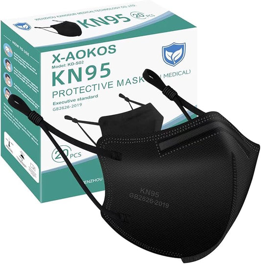 Adjustable KN95 Masks, 5-Layer Disposable Respirator Masks with Adjustable Ear Loops, Individually Wrapped