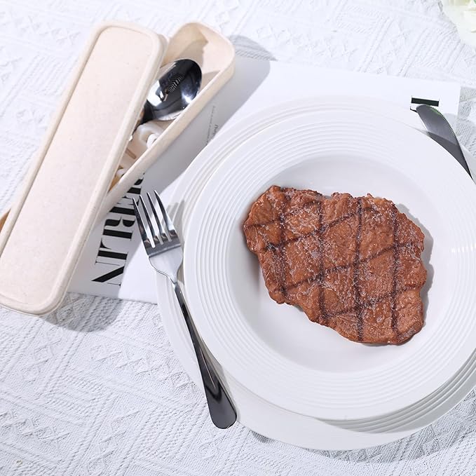 HANSGO 3PCS Portable Utensils Set with Case, Travel Cutlery Set Stainless Steel Utensils Reusable Silverware for Lunch Camping School Picnic Office Dishwasher Safe Beige