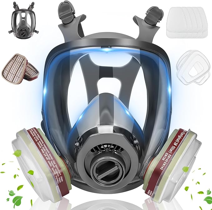 Gas Masks Survival Nuclear and Chemical - Reusable Full Face Respirator Gas Mask with Activated Carbon Filter