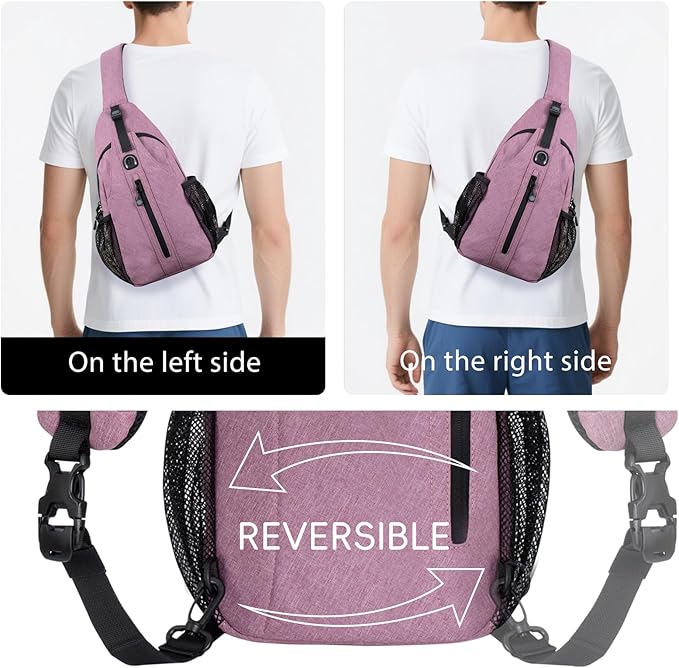 LEDAOU Crossbody Sling Bag Anti-Theft Sling Backpack Cross Body Shoulder Chest Bag Fanny Pack Travel Hiking (Purple)