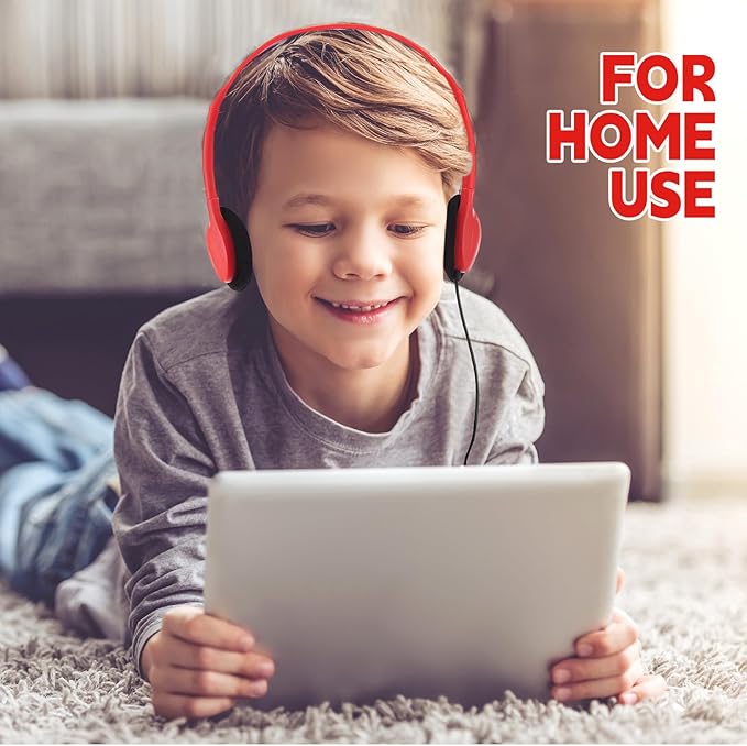 Konohan 30 Pack Kids Headphones Bulk for School Classroom Student Wired Headphones Adjustable with 3.5 mm Jack for Kids Adults(Red)