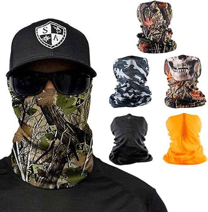 S A Company 5-Pack UV Face Shield | UV 30+ Multipurpose Neck Gaiter Balaclava for Adults