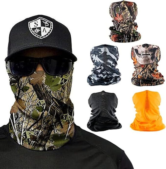 S A Company 5-Pack UV Face Shield | UV 30+ Multipurpose Neck Gaiter Balaclava for Adults