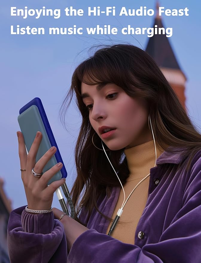 VIOY USB C to 3.5mm Headphone and Charger Adapter-2 in 1 Type C to Aux and Charger Splitter with PD 60W Fast Charging and Data Transfer for iPhone 16/15 Pro,iPad Pro,Samsung Galaxy S22 S21 S20,Pixel