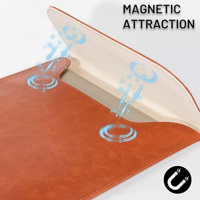 Allinside 13 inch Laptop Sleeve Case for MacBook Air 13 2018-2025/MacBook Pro 13 2016-2022, Waterproof PU Leather Laptop Sleeve Bag Protective Vertical Case Cover, Brown