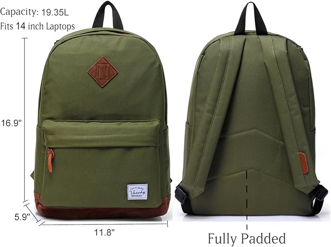 Backpack for Men Women,VASCHY Classic Water-resistant Lightweight Travel School Backpack Casual Daypack