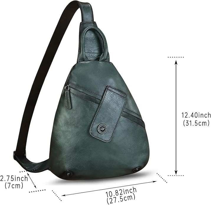 Genuine Leather Sling Bag for Men and Women Classical Real Leather Sling Backpack Purse Crossbody Bag for iPad Pro 11 inch