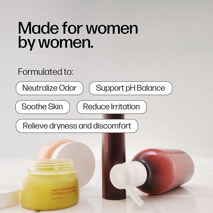 Medicine Mama's Apothecary Vmagic Gentle Feminine Wash pH Balanced to Cleanse and Rejuvenate Intimate Skin with Chamomile, Collagen, Vitamin E and Sage – Hormone Free — 8 oz