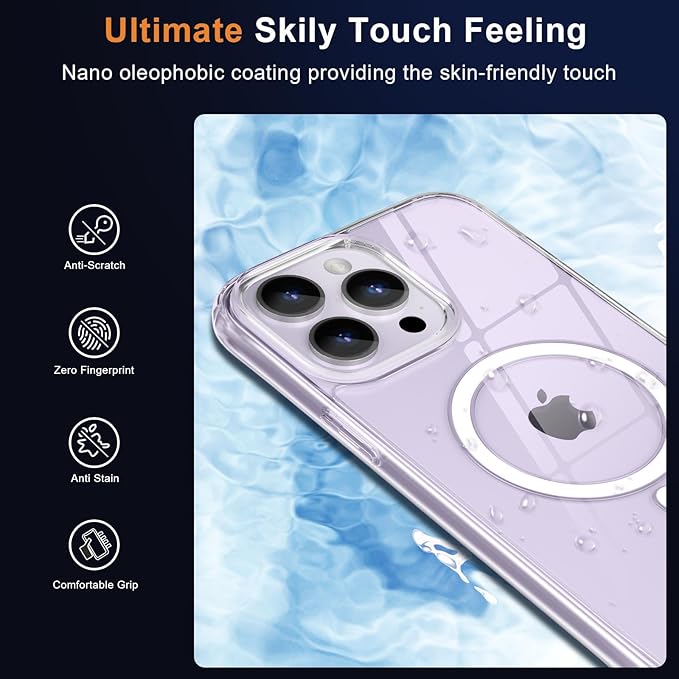 MOCCA Strong Magnetic for iPhone 14 Pro Max Case [Compatible with Magsafe] [10FT Military Grade Protective] Slim Shockproof Case for iPhone 14 Pro Max 6.7" -Clear
