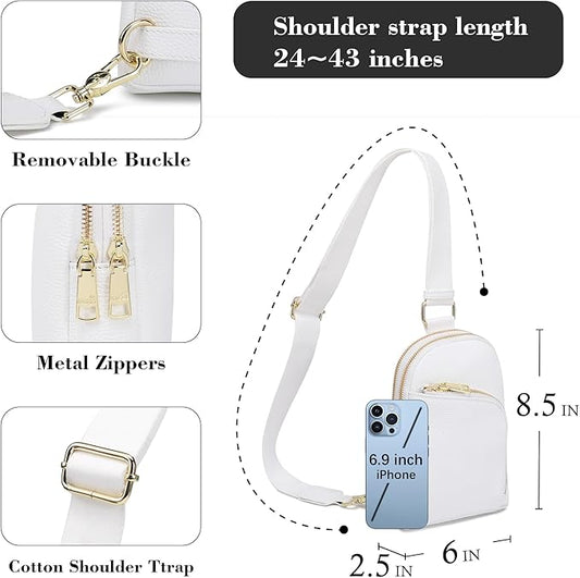 INICAT RFID Blocking Sling Bag Leather Crossbody Bags for Women Fanny Pack Cross Body for Woman Chest Bag for Travel 1.9L