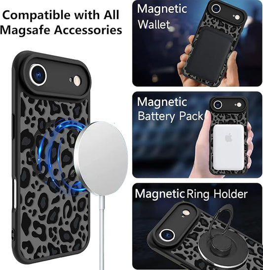 KANGHAR Case Compatible with iPhone Air Leopard Printed Pattern [Compatible with Magsafe] Cute Cheetah Protective Magnetic Case for Girls Women Men 6.5"
