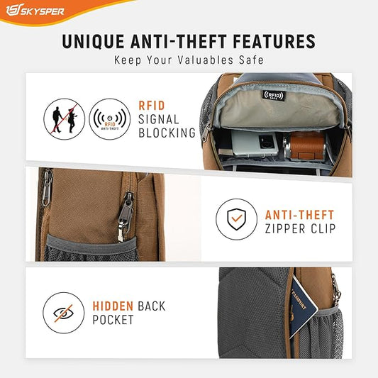 SKYSPER Sling Bag RFID Cross Body Bag Recycled Crossbody Backpack Travel Daypack
