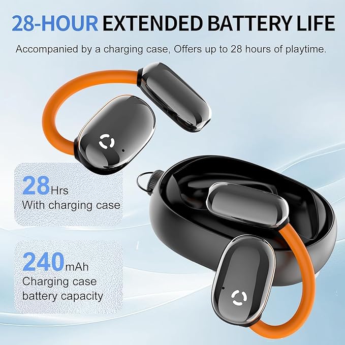 True Open Ear Earbuds Wireless Headphones with Enhanced Sound,Secure Fit, Lightweight Design, IPX4 Waterproof, DNC Mics, Bluetooth 5.4, Punchy Bass, Ideal Earphone for Running, Gym, Workouts