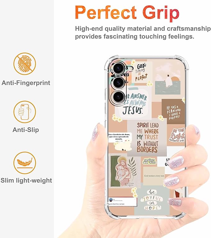 Case for Samsung Galaxy S23+ with Christian Quotes Design,Jesus God Bible Verse Pattern,Clear Soft TPU Bumper Phone Cover,6.6"(Christian,S23P)