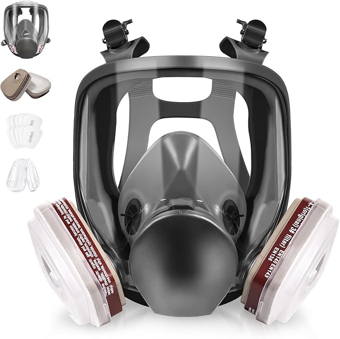 Full face Respirator Mask - Gas Masks Survival Nuclear and Chemical with Activated Carbon Filter for Chemical Dust