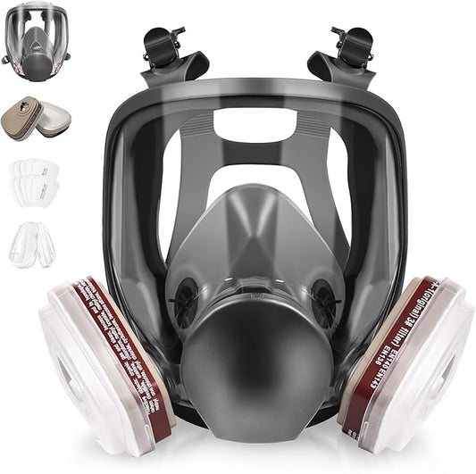 Full face Respirator Mask - Gas Masks Survival Nuclear and Chemical with Activated Carbon Filter for Chemical Dust