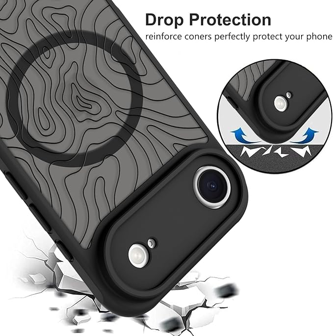 KANGHAR Case Compatible with iPhone Air Curly Line Pattern [Compatible with Magsafe] Cute Spiral Ripples Protective Magnetic Case for Girls Women Men 6.5"