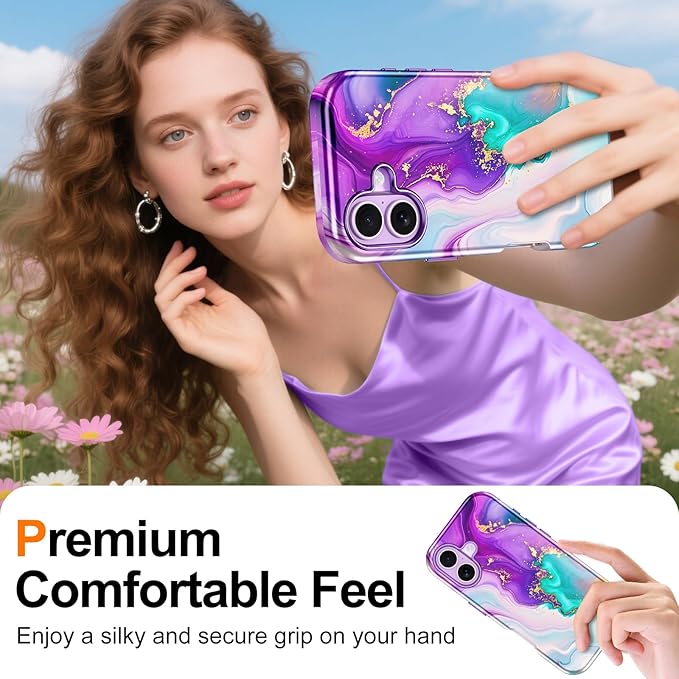 Btscase for iPhone 17 Case [Compatible with Magsafe] [Military-Grade Drop Protection] Slim Anti-Scratch Smooth Touch TPU Bumper Shockproof Magnetic Phone Case for Women Girls Men, Purple/White