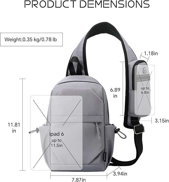Crossbody Sling Bag Casual Shoulder Hiking Backpack with Convertible Shoulder Strap for Travel Hiking Shopping Leisure Sport