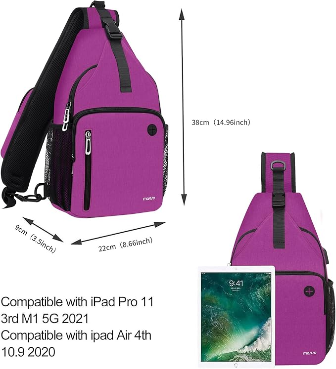 MOSISO Sling Backpack Bag, Crossbody Shoulder Bag Travel Hiking Daypack Chest Bag with Front Square Pocket&USB Charging Port