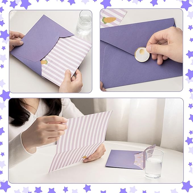 72 Pcs Stationery Paper Envelopes Set Includes 24 Lined Writing Paper & 12 Envelopes, Cute Lovely Animal Letter Writing Stationery Paper Envelopes Kit for Girls Boys Office School Supplies (6Style)