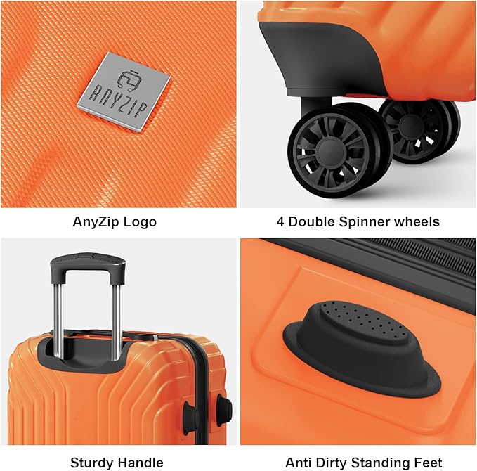 AnyZip Expandable Luggage, 28 Inch Large Hard Shell Checked Suitcase, Rolling Lightweight Travel Suitcases with Wheels TSA Lock (Orange)