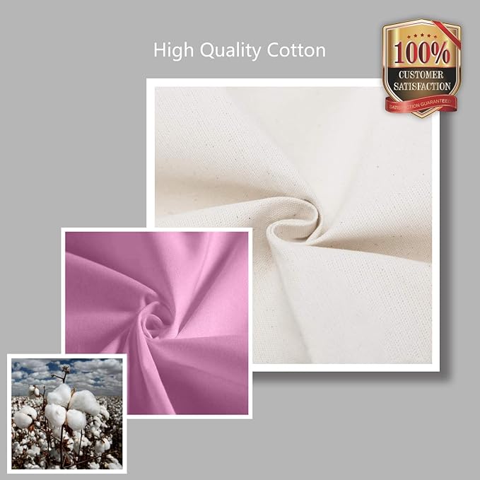 TOPDesign 6-Pack Canvas Tote Bags with an External Pocket, Reusable Grocery Shopping Bags, Top Zipper Closure, Daily Essentials (Pink/Natural)