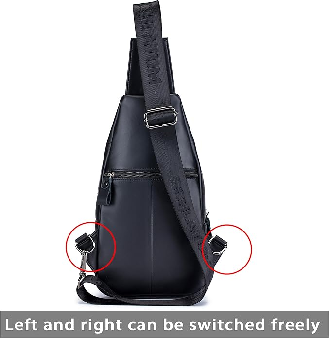 LUKZIJAES Genuine Leather Sling Bag for Men