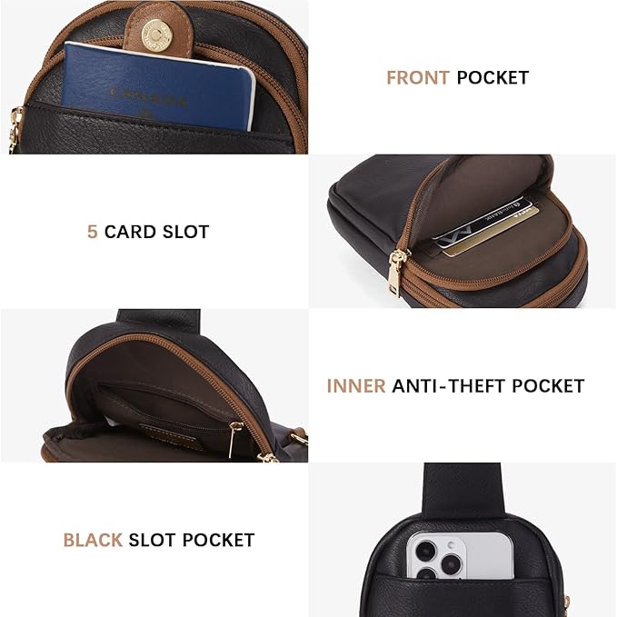 BOSTANTEN Small Sling Bag Crossbody Bags for Women Trendy Crossbody Purse Leather Chest Bag