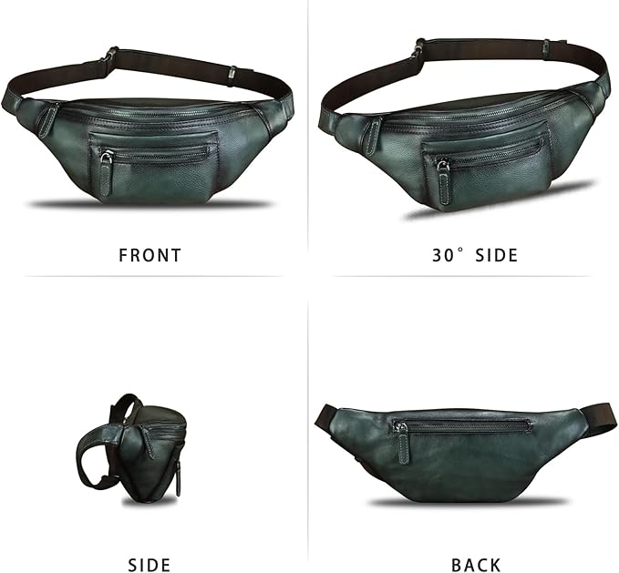 Genuine Leather Fanny Pack for Men and Women Vintage Handmade Leather Waist Bag Sling Bag Sling Backpack Purse Hip Crossbody Bag (Darkgrey)