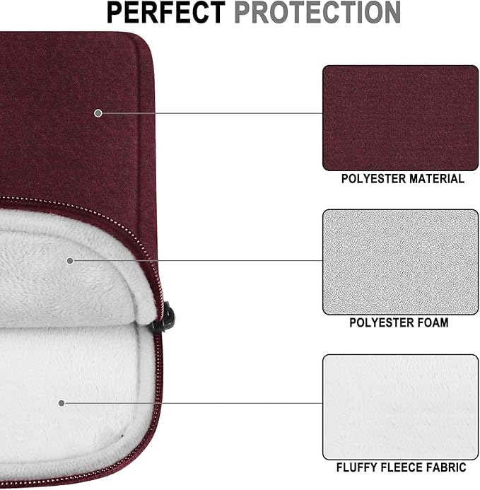 Laptop Sleeve Case 14 Inch, Water Resistant Traveling Computer Cover with Handle, Shockproof Protective Carrying Laptop Bag Compatible for 14 Inch MacBook Air/Pro, HP, Dell, Lenovo, WineRed