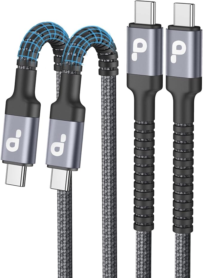 PRAKIE USB C Cable 3FT, 2Pack USB-C to USB-C Charger Cable, USBC Fast Charging Nylon Braided USBC iPhone Charger Cord Compatible with iPhone 16/15/Pro Max/PlusSamsung Galaxy S23/LG/Switch