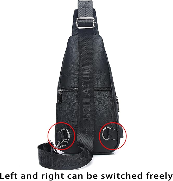 LUKZIJAES Genuine Leather Sling Bag for Men