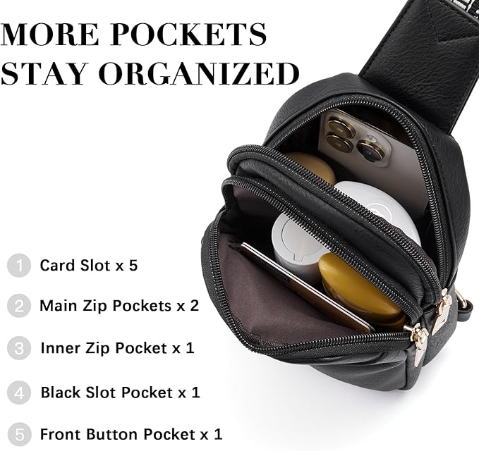 BOSTANTEN Small Sling Bag Crossbody Bags for Women Trendy Crossbody Purse Leather Chest Bag