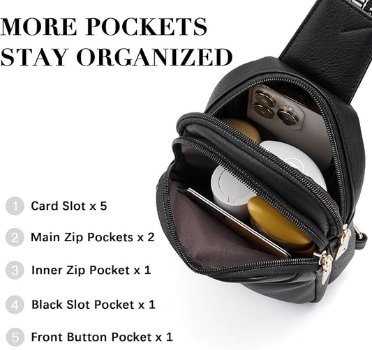 BOSTANTEN Small Sling Bag Crossbody Bags for Women Trendy Crossbody Purse Leather Chest Bag