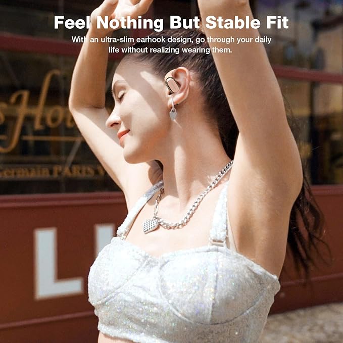 BlitzRock CT3 Pro Open Ear Headphones, Rich Balanced Sound, AI ENC 4 Mics Clear Calls,40H Playtime, IPX5 SweatSafe, Bluetooth 5.4 Wireless Earbuds with Earhooks, App Control